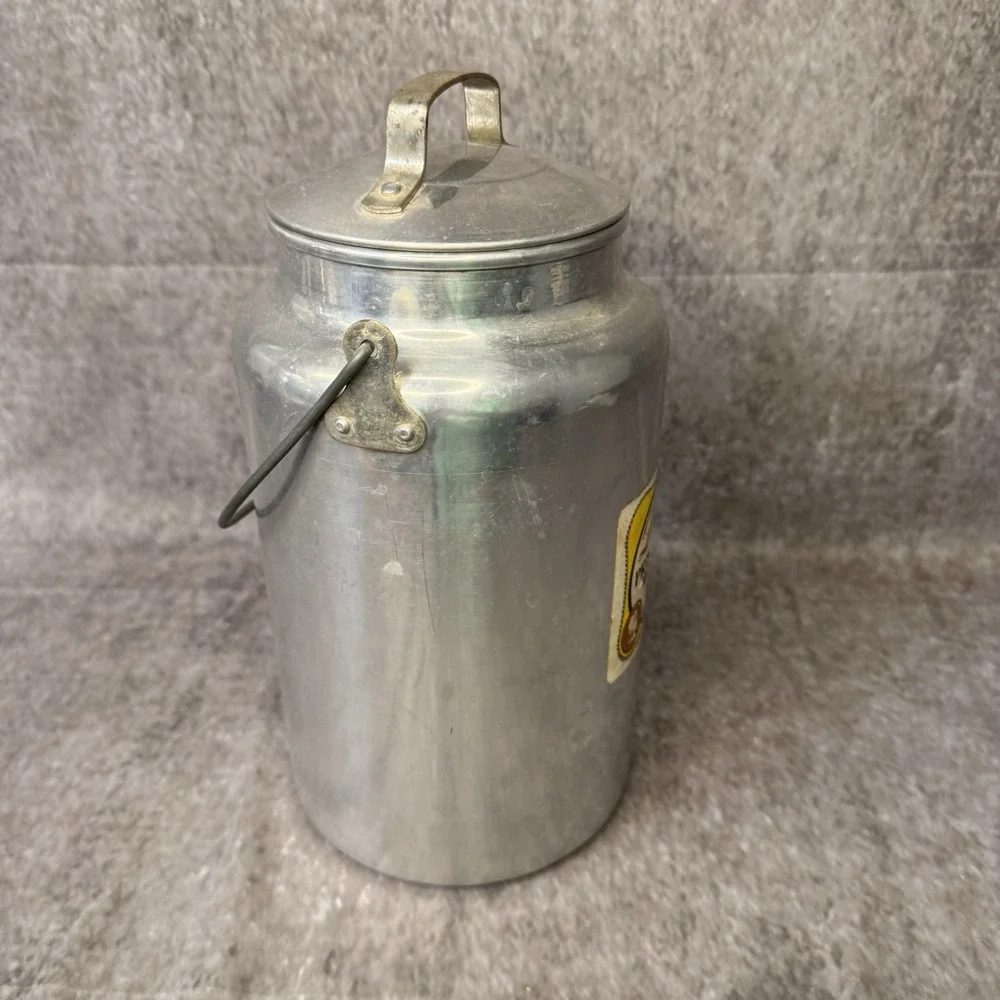 Vintage Leyse Priscilla Ware Aluminum 4 Quart 1 Gallon Milk Can Lid Wire Handle